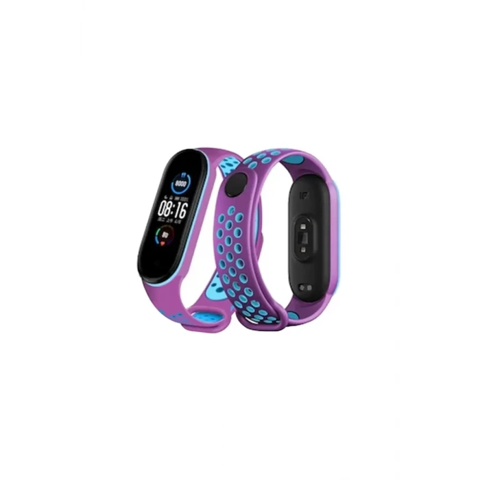 Newface Xiaomi Mi Band 6 Spor Delikli Kordon - Mor-Mavi