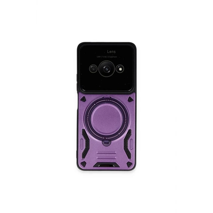 Newface Xiaomi Poco C61 Kılıf Joy Lens Standlı Kapak - Mor