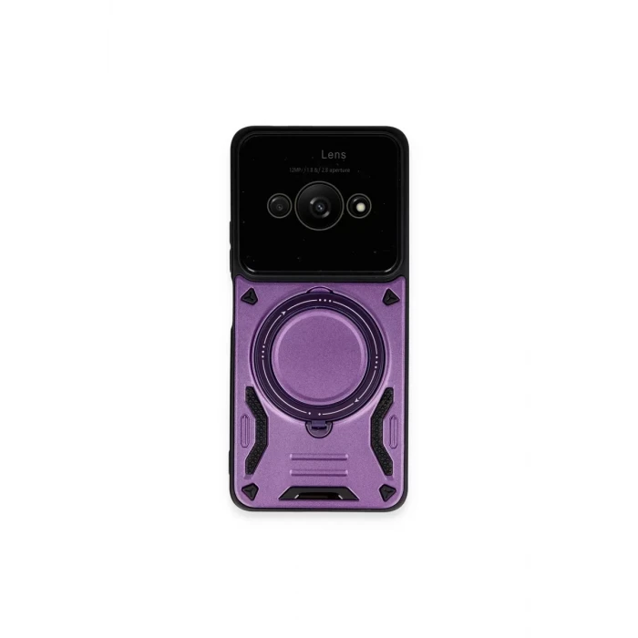 Newface Xiaomi Poco C61 Kılıf Joy Lens Standlı Kapak - Mor