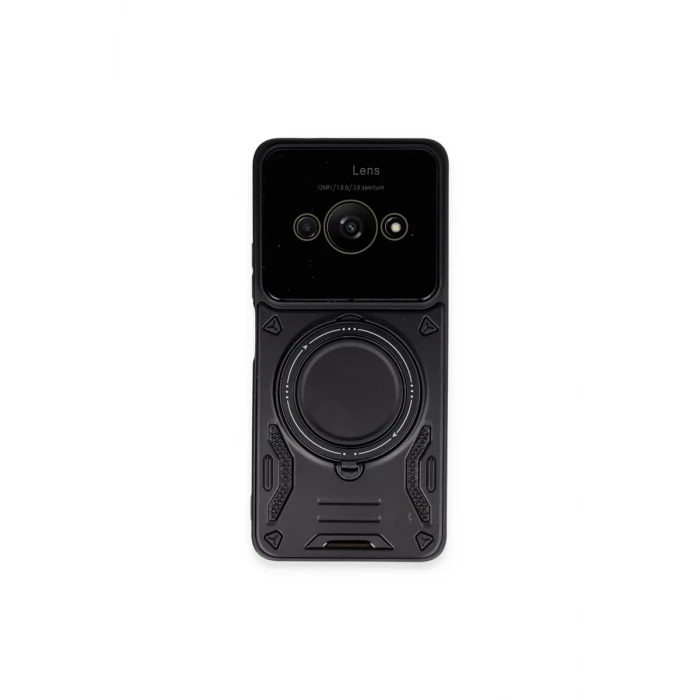 Newface Xiaomi Poco C61 Kılıf Joy Lens Standlı Kapak - Siyah