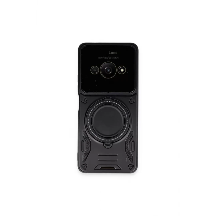 Newface Xiaomi Poco C61 Kılıf Joy Lens Standlı Kapak - Siyah
