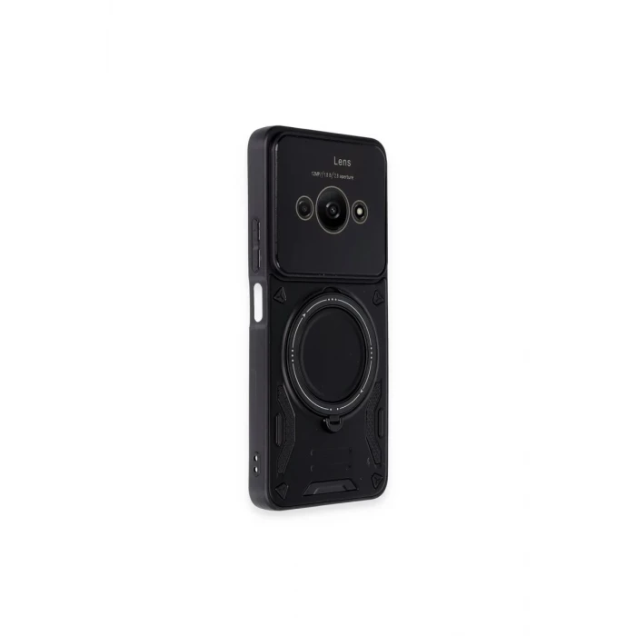 Newface Xiaomi Poco C61 Kılıf Joy Lens Standlı Kapak - Siyah