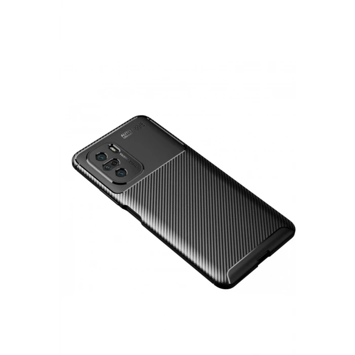 Newface Xiaomi Poco F3 Kılıf Auto Focus Karbon Kapak - Siyah