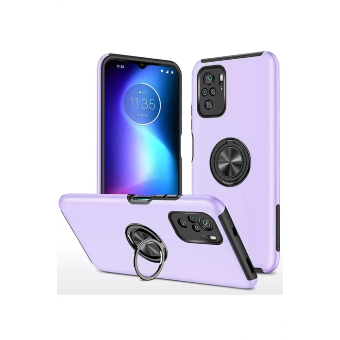 Newface Xiaomi Poco F3 Kılıf Elit Yüzüklü Kapak - Mor