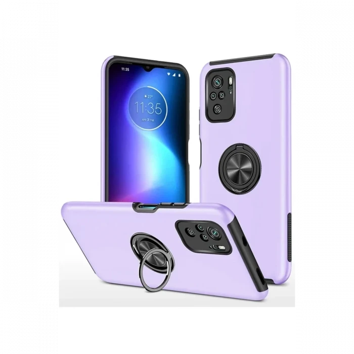 Newface Xiaomi Poco F3 Kılıf Elit Yüzüklü Kapak - Mor