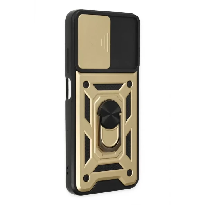 Newface Xiaomi Poco M5 Kılıf Pars Lens Yüzüklü Silikon - Gold