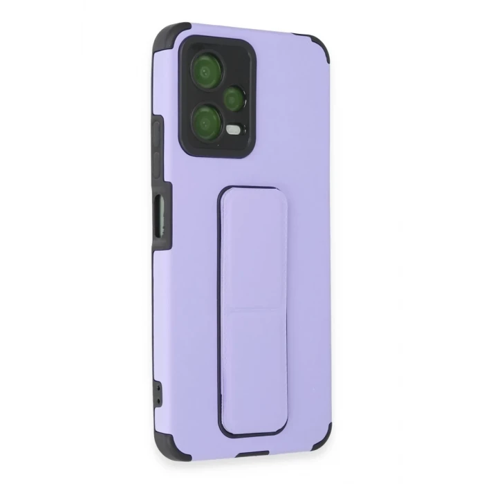 Newface Xiaomi Poco X5 5G Kılıf Mega Standlı Silikon - Lila