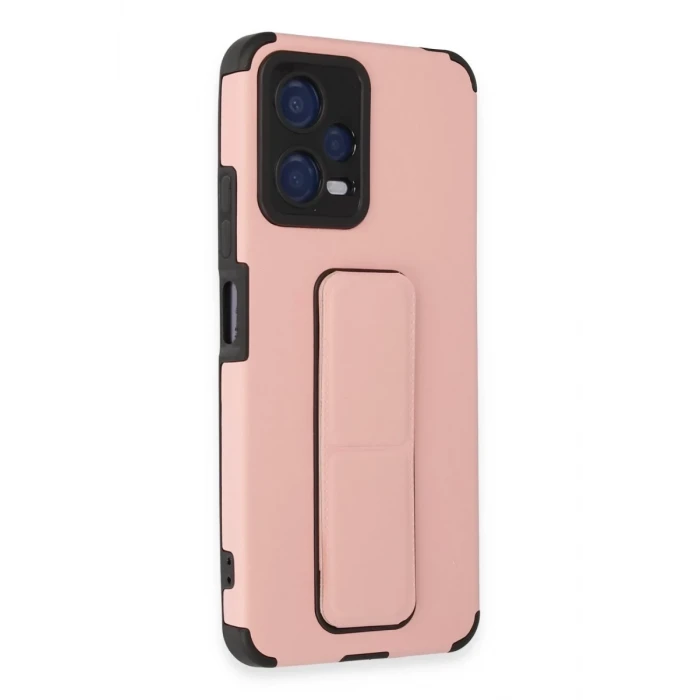Newface Xiaomi Poco X5 5G Kılıf Mega Standlı Silikon - Pudra