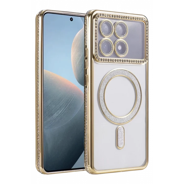 Newface Xiaomi Poco X6 Pro Joke Simli Magneticsafe Kılıf - Gold