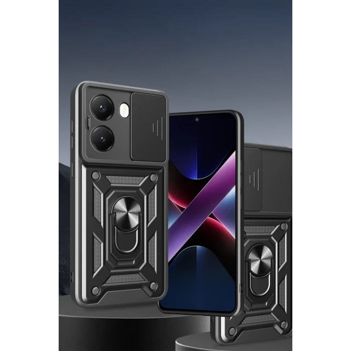 Newface Xiaomi Poco X7 Pro Kılıf Pars Lens Yüzüklü Silikon - Yeşil