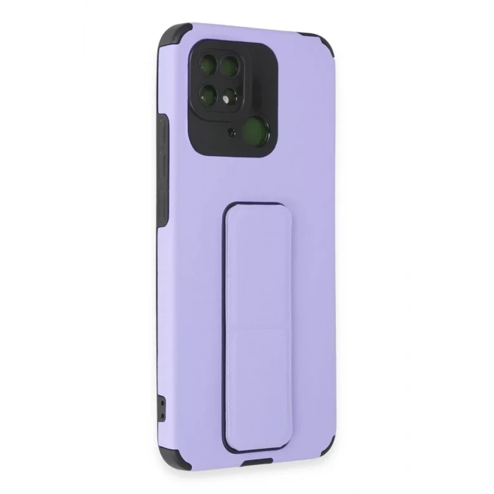 Newface Xiaomi Redmi 10C Kılıf Mega Standlı Silikon - Lila