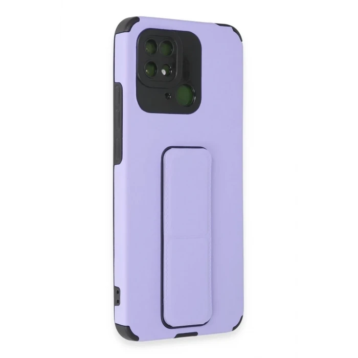 Newface Xiaomi Redmi 10C Kılıf Mega Standlı Silikon - Lila