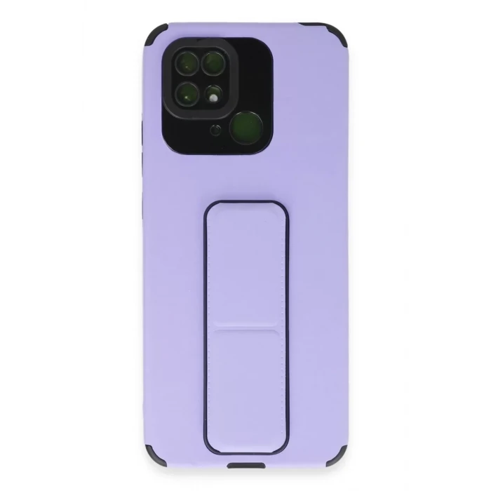 Newface Xiaomi Redmi 10C Kılıf Mega Standlı Silikon - Lila