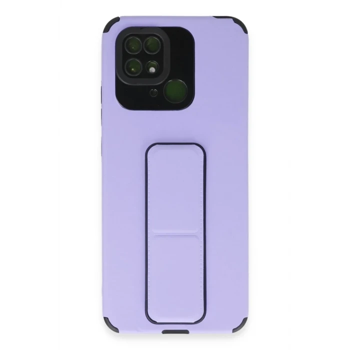 Newface Xiaomi Redmi 10C Kılıf Mega Standlı Silikon - Lila