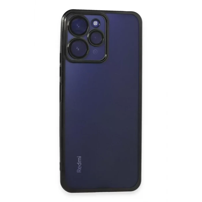 Newface Xiaomi Redmi 12 Kılıf Razer Lensli Silikon - Siyah