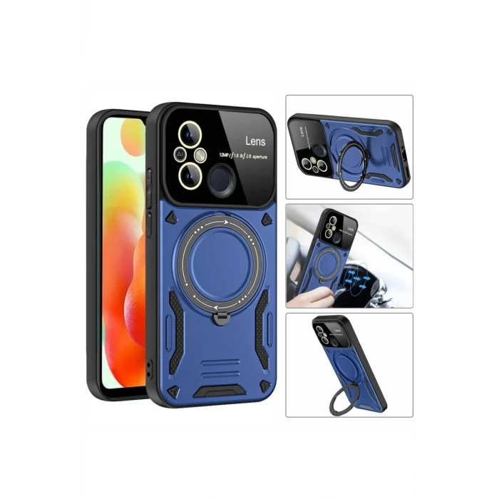 Newface Xiaomi Redmi 12C Kılıf Joy Lens Standlı Kapak - Mor