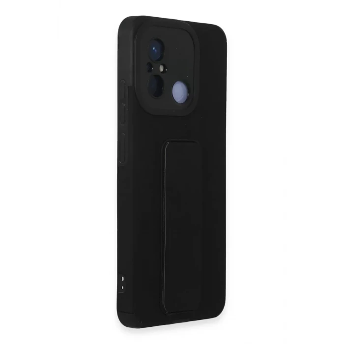 Newface Xiaomi Redmi 12C Kılıf Mega Standlı Silikon - Siyah