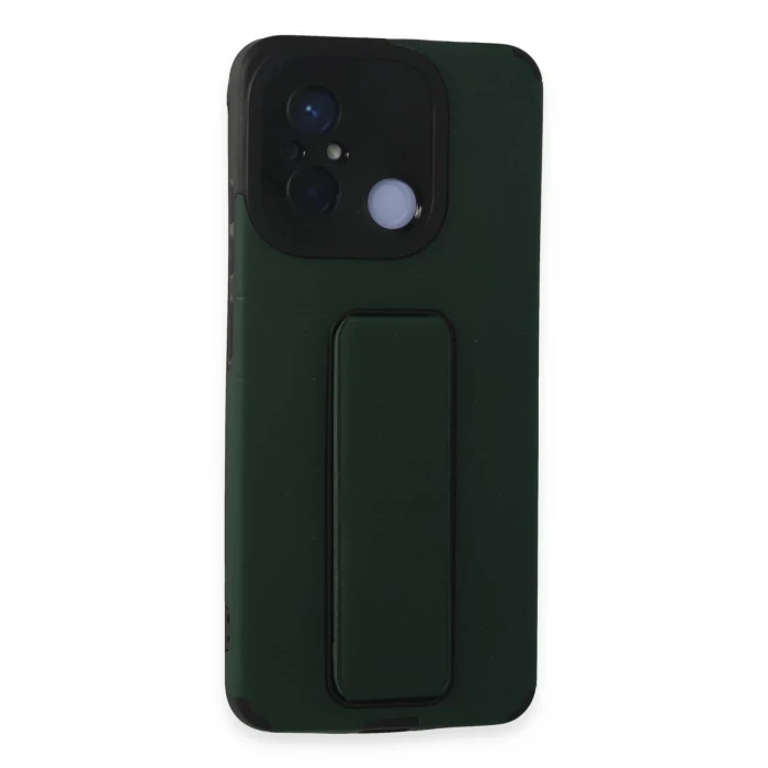 Newface Xiaomi Redmi 12C Kılıf Mega Standlı Silikon - Yeşil