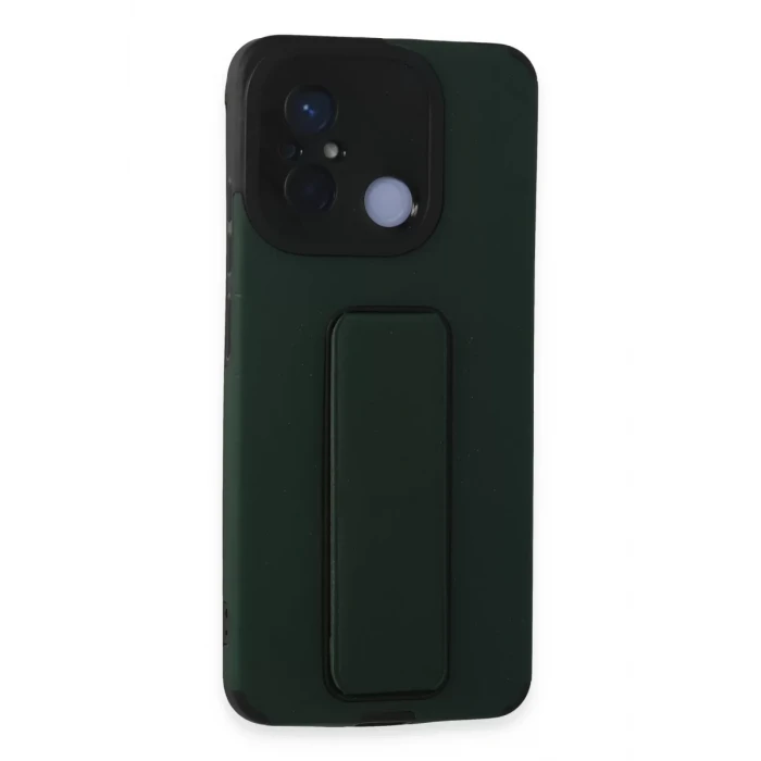 Newface Xiaomi Redmi 12C Kılıf Mega Standlı Silikon - Yeşil