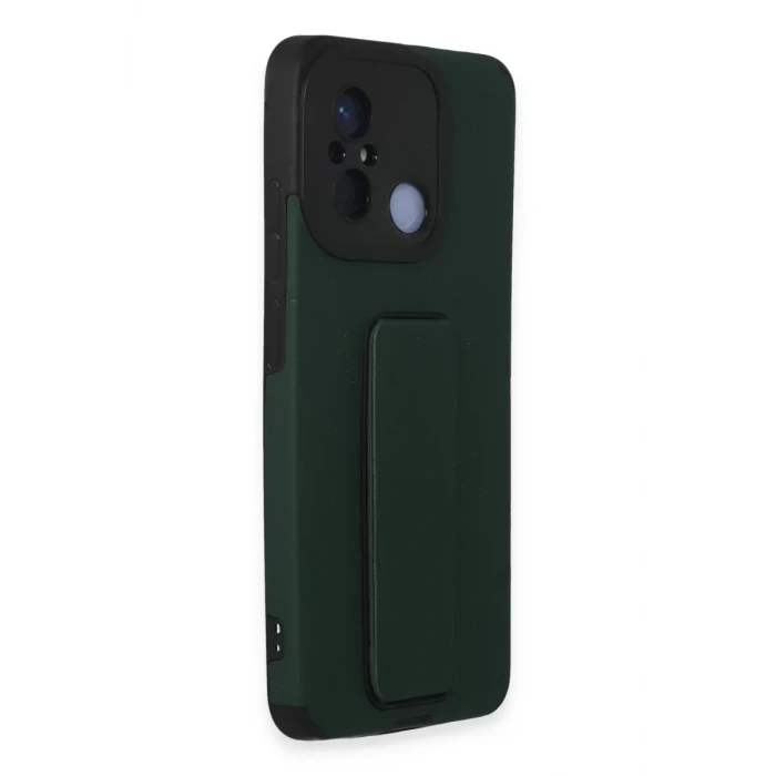 Newface Xiaomi Redmi 12C Kılıf Mega Standlı Silikon - Yeşil