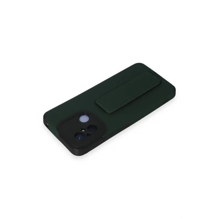 Newface Xiaomi Redmi 12C Kılıf Mega Standlı Silikon - Yeşil