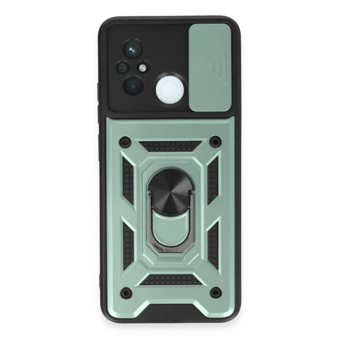 Newface Xiaomi Redmi 12C Kılıf Pars Lens Yüzüklü Silikon - Yeşil