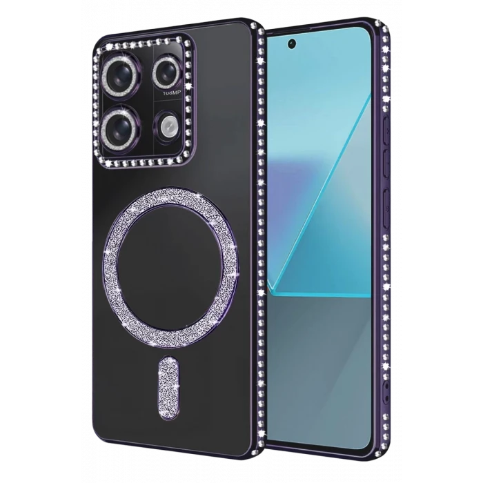 Newface Xiaomi Redmi 13C Joke Simli Magneticsafe Kılıf - Derin Mor