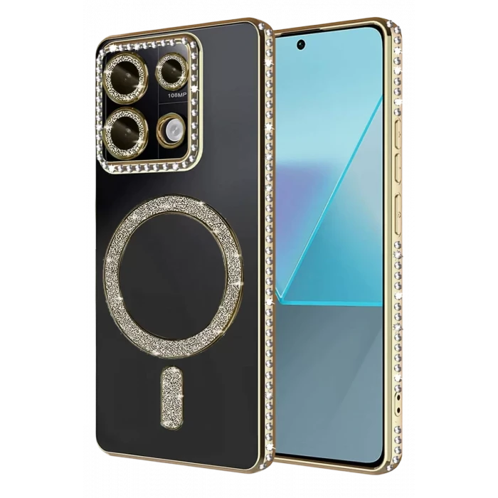 Newface Xiaomi Redmi 13C Joke Simli Magneticsafe Kılıf - Gold