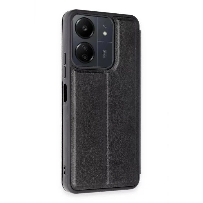 Newface Xiaomi Redmi 13C Kılıf Flip Cover - Siyah