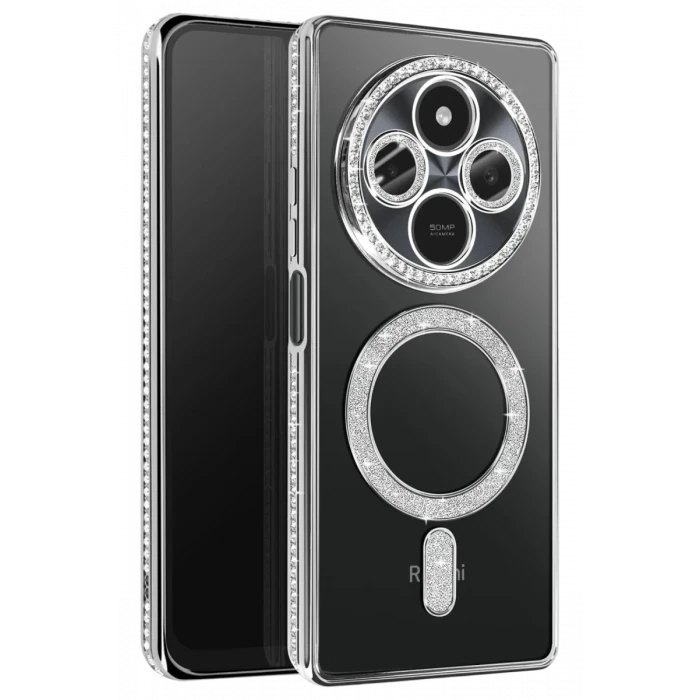 Newface Xiaomi Redmi 14C Joke Simli Magneticsafe Kılıf - Gümüş