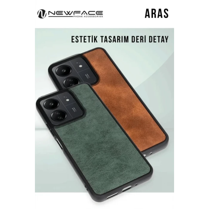 Newface Xiaomi Redmi 14C Kılıf Aras Deri Kapak - Taba