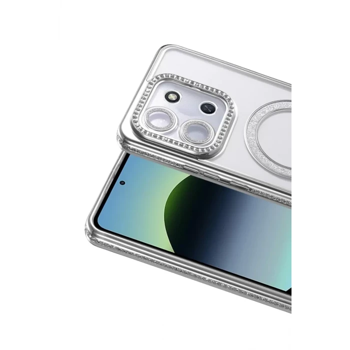 Newface Xiaomi Redmi 15C 4G Joke Simli Magneticsafe Kılıf - Gümüş