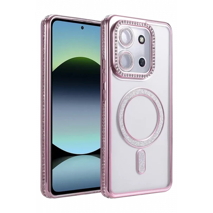 Newface Xiaomi Redmi 15C 4G Joke Simli Magneticsafe Kılıf - Pembe