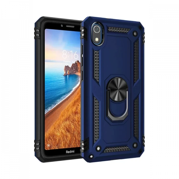 Newface Xiaomi Redmi 7A Kılıf Sofya Yüzüklü Silikon Kapak - Lacivert