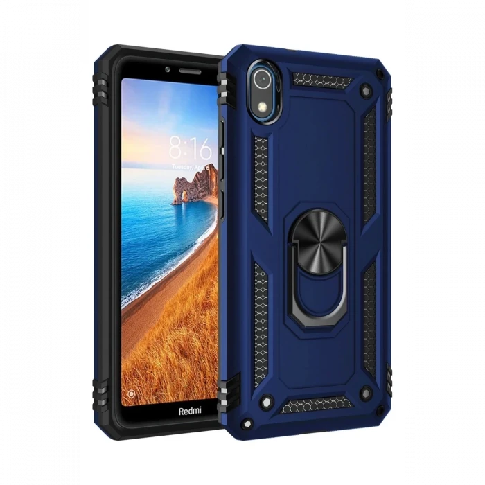 Newface Xiaomi Redmi 7A Kılıf Sofya Yüzüklü Silikon Kapak - Lacivert