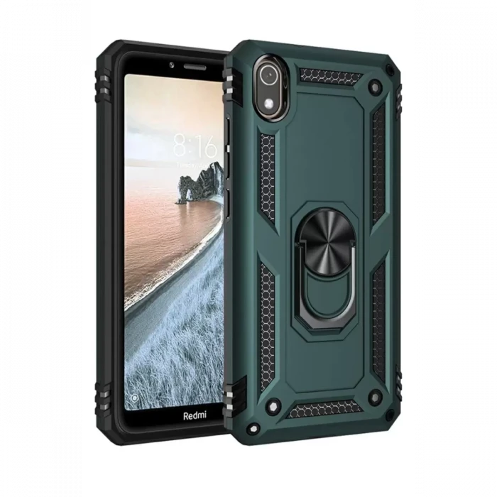Newface Xiaomi Redmi 7A Kılıf Sofya Yüzüklü Silikon Kapak - Yeşil