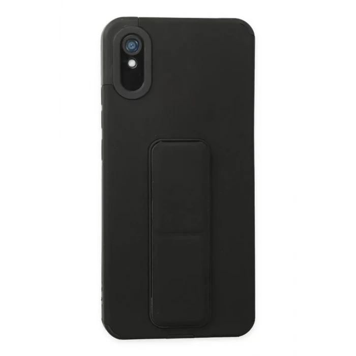 Newface Xiaomi Redmi 9A Kılıf Mega Standlı Silikon - Siyah