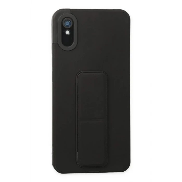 Newface Xiaomi Redmi 9A Kılıf Mega Standlı Silikon - Siyah