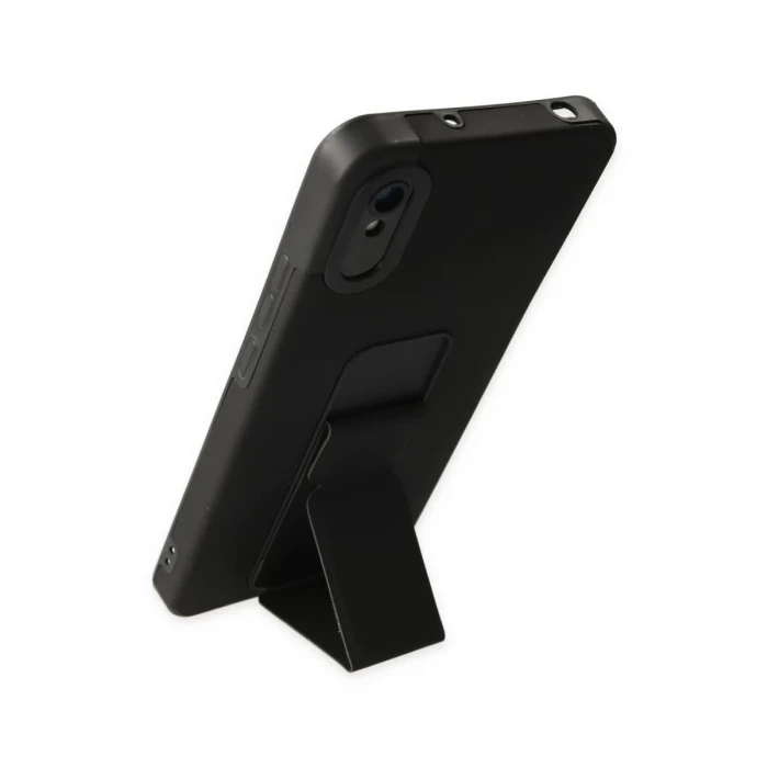 Newface Xiaomi Redmi 9A Kılıf Mega Standlı Silikon - Siyah