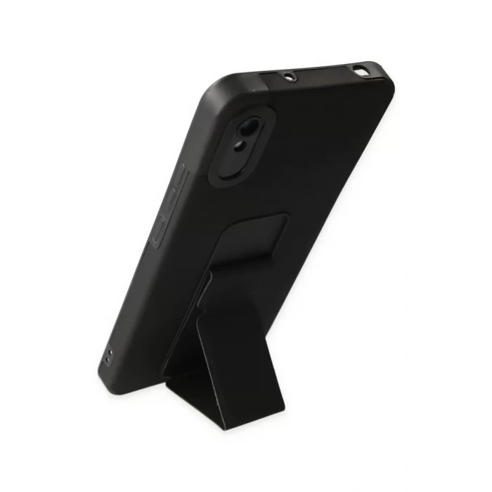 Newface Xiaomi Redmi 9A Kılıf Mega Standlı Silikon - Siyah