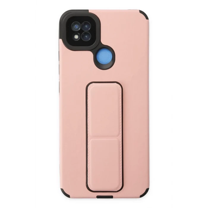 Newface Xiaomi Redmi 9C Kılıf Mega Standlı Silikon - Pudra