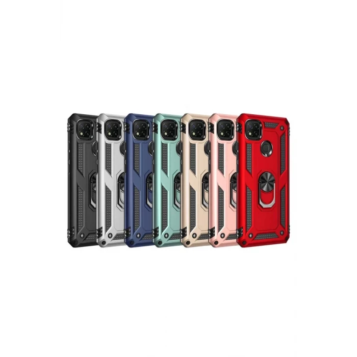 Newface Xiaomi Redmi 9C Kılıf Sofya Yüzüklü Silikon Kapak - Gold