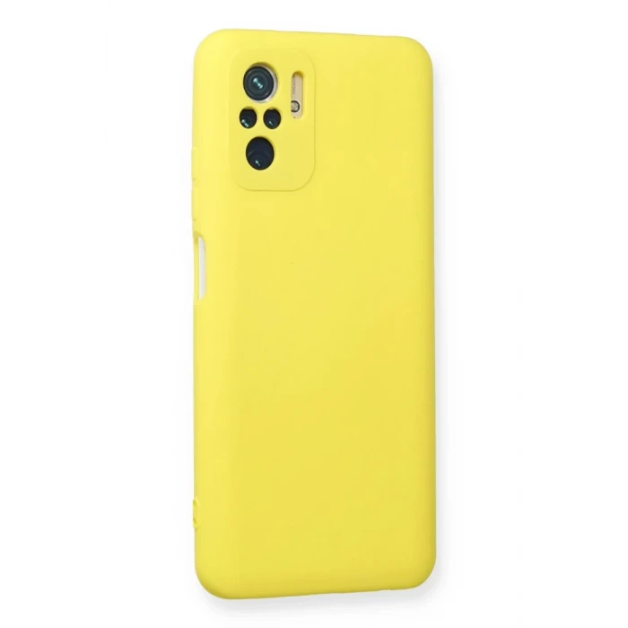Newface Xiaomi Redmi Note 10 Kılıf Nano içi Kadife Silikon - Sarı