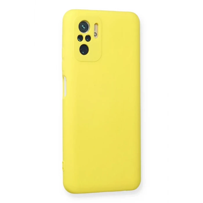 Newface Xiaomi Redmi Note 10 Kılıf Nano içi Kadife Silikon - Sarı