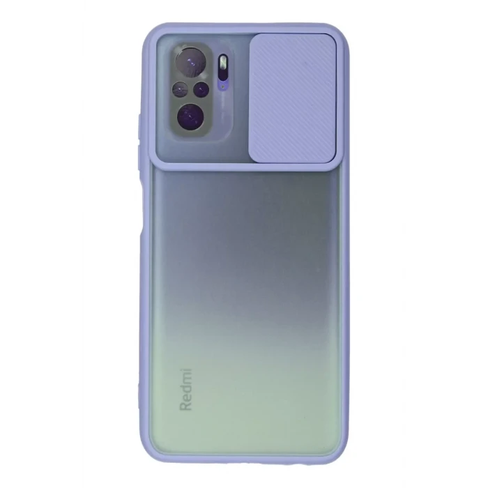 Newface Xiaomi Redmi Note 10 Kılıf Palm Buzlu Kamera Sürgülü Silikon - Lila