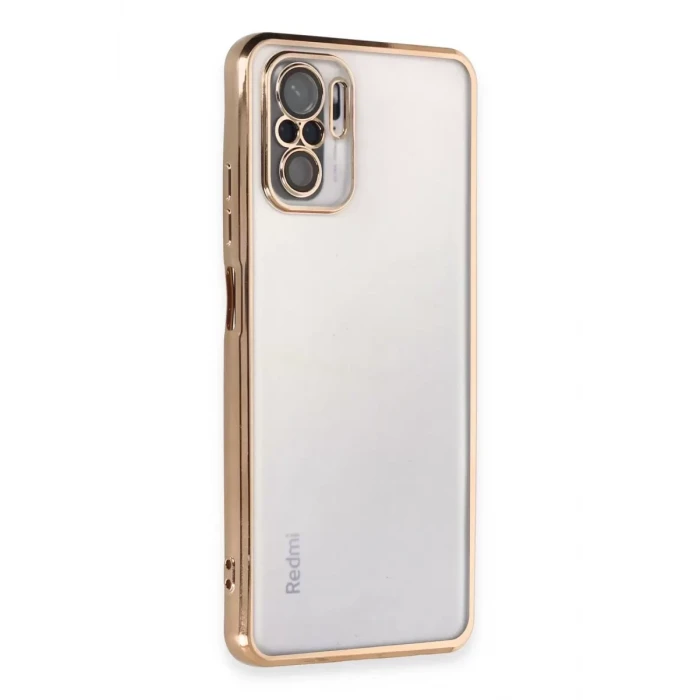 Newface Xiaomi Redmi Note 10 Kılıf Razer Lensli Silikon - Gold