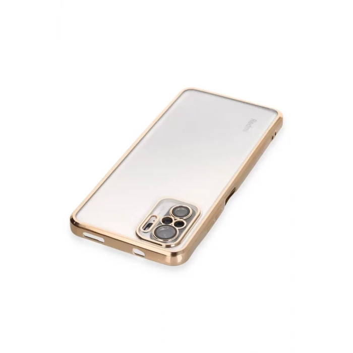 Newface Xiaomi Redmi Note 10 Kılıf Razer Lensli Silikon - Gold
