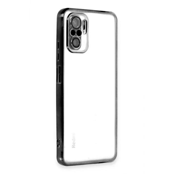Newface Xiaomi Redmi Note 10 Kılıf Razer Lensli Silikon - Siyah