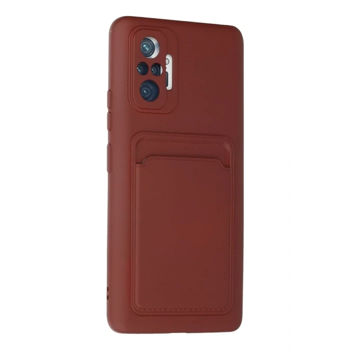 Newface Xiaomi Redmi Note 10 Pro Kılıf Kelvin Kartvizitli Silikon - Bordo