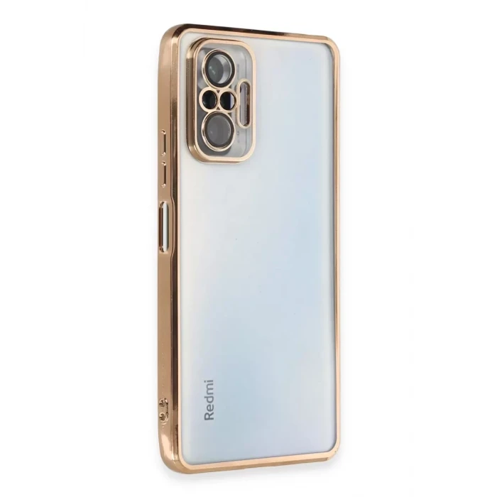 Newface Xiaomi Redmi Note 10 Pro Kılıf Razer Lensli Silikon - Gold